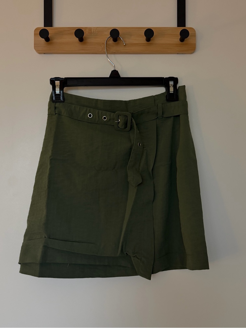 HYFVE Olive Green Belted Mini Skirt
